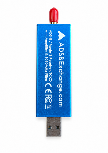 ADSBexchange.com Blue R820T2 RTL2832U, 0.5 PPM TCXO ADS-B SDR w/Amp and 1090 Mhz Filter